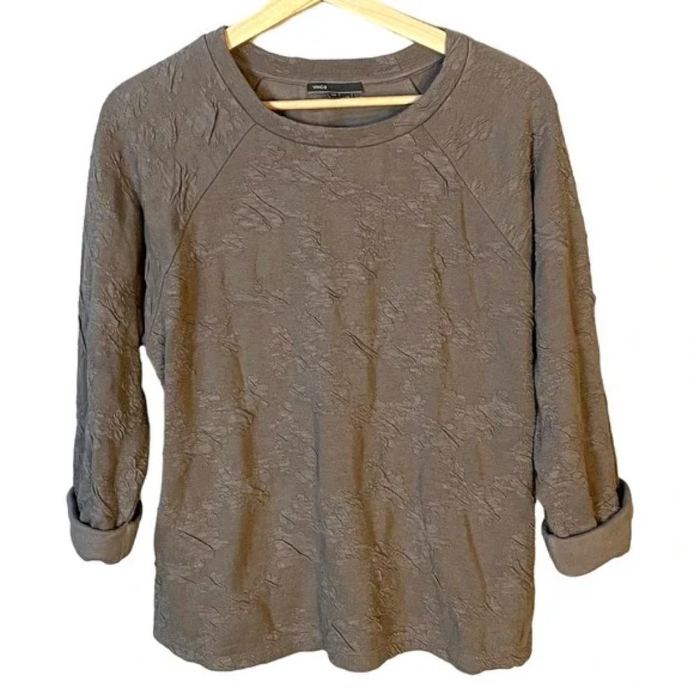 Vince Textured Crinkle Sweatshirt in Gray Women's Size XS